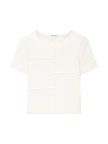 TOM TAILOR Mädchen Kinder Cropped T-Shirt mit Rippstruktur 1035120, Weiß, 140 von TOM TAILOR