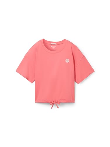 TOM TAILOR Mädchen Kinder Cropped T-Shirt mit Smily-Print & Kordelzug, 34611 - Dull Pink, 164 von TOM TAILOR