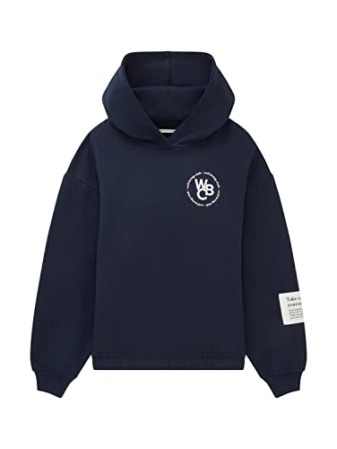 TOM TAILOR Mädchen Kinder Kapuzensweatshirt mit Print 1035158, Blau, 152 von TOM TAILOR