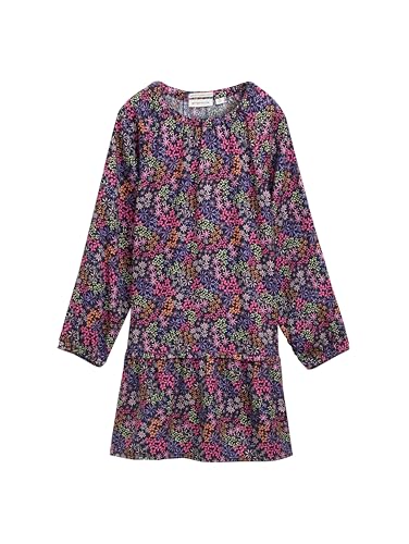 TOM TAILOR Mädchen Kinder Kleid mit Blumen-Muster,35828 - Multicolor Flower Print, 128/134 von TOM TAILOR