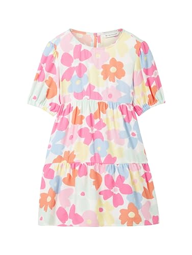 TOM TAILOR Mädchen Kinder Kleid mit Blumen & Volant, 34691 - Big Multicolor Flower Print, 116/122 von TOM TAILOR