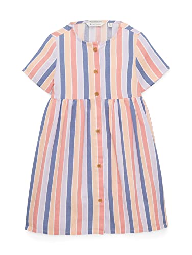 TOM TAILOR Mädchen Kinder Kleid mit Strifen & Knopfleiste 1035183, Blau, 104-110 von TOM TAILOR