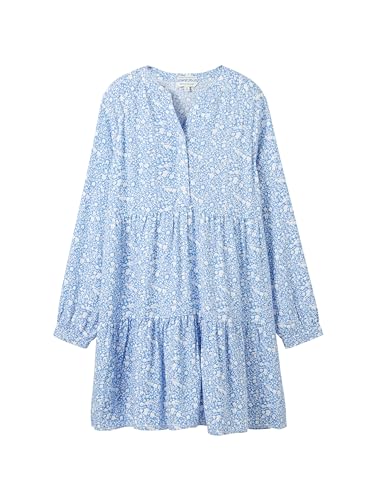 TOM TAILOR Mädchen Kinder Kleid mit Volant & Muster, 34807 - Blue White Flower Allover, 152 von TOM TAILOR