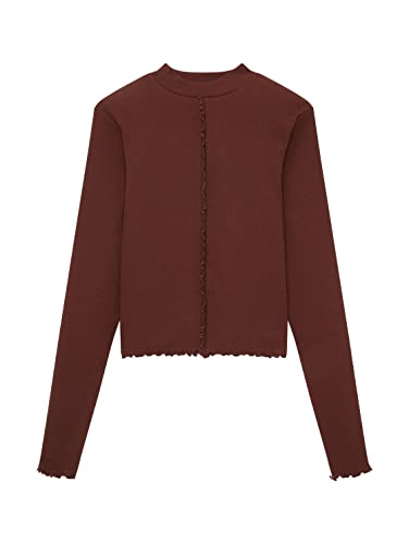 TOM TAILOR Mädchen Kinder Langarmshirt in Rippstruktur 1033942, Braun, 152 von TOM TAILOR