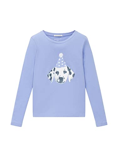 TOM TAILOR Mädchen Kinder Langarmshirt mit Beflockung 1032951, Lila, 104-110 von TOM TAILOR