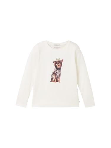 TOM TAILOR Mädchen Kinder Langarmshirt mit Chihuahua-Print,12906 - Wool White, 92/98 von TOM TAILOR