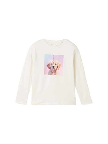 TOM TAILOR Mädchen Kinder Langarmshirt mit Foto-Print,12906 - Wool White, 92/98 von TOM TAILOR