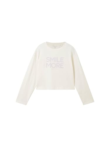 TOM TAILOR Mädchen Kinder Langarmshirt mit Print,12906 - Wool White, 128 von TOM TAILOR