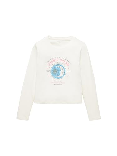 TOM TAILOR Mädchen Kinder Langarmshirt mit Print , Wool White, 176 von TOM TAILOR