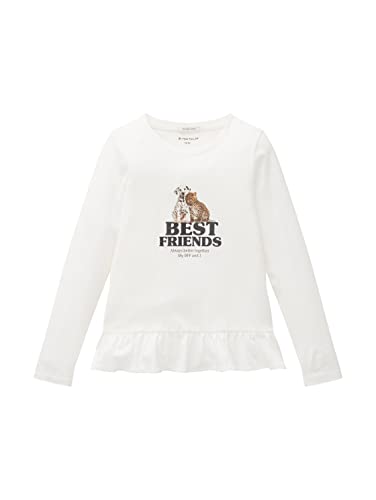 TOM TAILOR Mädchen Kinder Langarmshirt mit Print 1032955, Weiß, 92-98 von TOM TAILOR