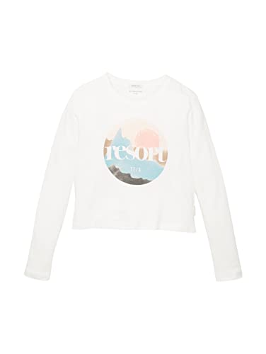 TOM TAILOR Mädchen Kinder Langarmshirt mit Print 1033892, Weiß, 176 von TOM TAILOR