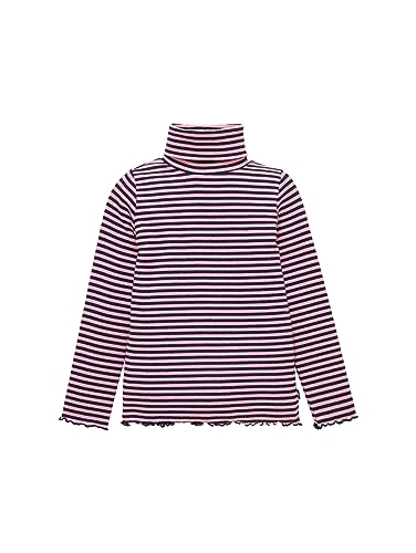 TOM TAILOR Mädchen Kinder Langarmshirt mit Rollkragen & Rippstruktur , pink dark blue stripe, 116/122 von TOM TAILOR