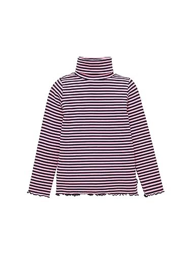 TOM TAILOR Mädchen Kinder Langarmshirt mit Rollkragen & Rippstruktur , pink dark blue stripe, 92/98 von TOM TAILOR
