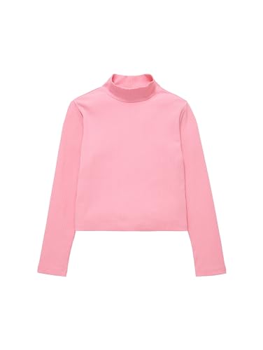 TOM TAILOR Mädchen Kinder Langarmshirt mit Rollkragen & Rippstruktur , sunrise pink, 128 von TOM TAILOR