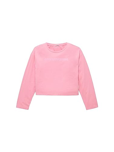 TOM TAILOR Mädchen Kinder Langarmshirt mit Schriftzug, sunrise pink, 152 von TOM TAILOR