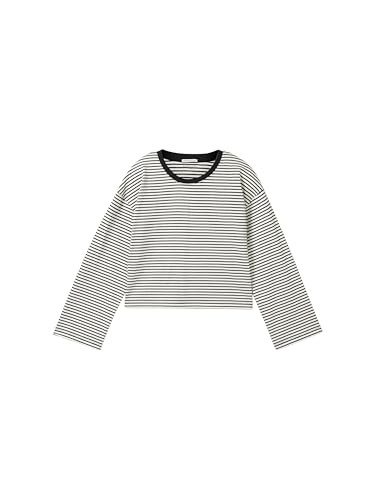 TOM TAILOR Mädchen Kinder Langarmshirt mit Streifen,35864 - Grey White Stripe, 176 von TOM TAILOR