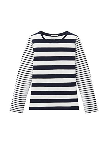 TOM TAILOR Mädchen Kinder Langarmshirt mit Streifen 1032954, Blau, 104-110 von TOM TAILOR