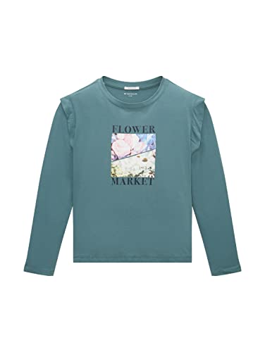 TOM TAILOR Mädchen Kinder Langarmshirt mit Volant 1033135, Grün, 128 von TOM TAILOR