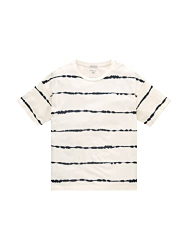 TOM TAILOR Mädchen Kinder Oversized T-Shirt mit Batikstreifen 1035127, Weiß, 128 von TOM TAILOR