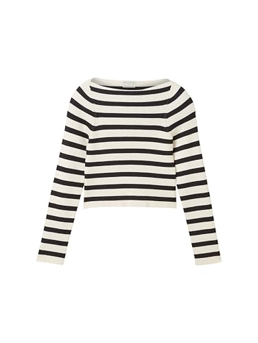 TOM TAILOR Mädchen Kinder Pullover mit Streifen,32557 - Off White Grey Stripe, 128 von TOM TAILOR