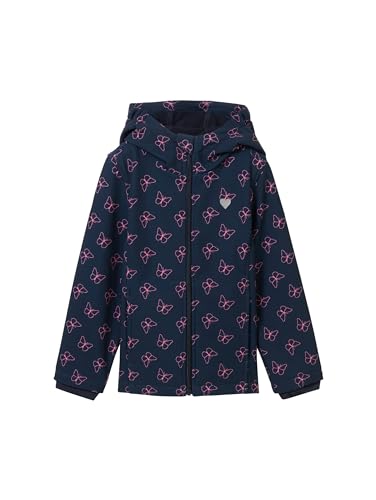 TOM TAILOR Mädchen Kinder Softshell Jacke mit Schmetterling-Muster, 35033 - Dark Blue Butterfly, 116/122 von TOM TAILOR