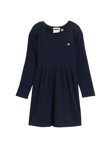 TOM TAILOR Mädchen 1044850 Kinder Stretch Basic Kleid mit Rippstruktur, 10668-Sky Captain Blue, 104/110 von TOM TAILOR