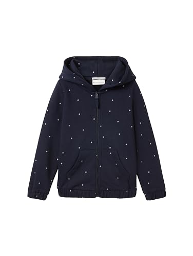 TOM TAILOR Mädchen Kinder Sweatjacke mit Punkten & Kapuze, dark blue glitter star, 116/122 von TOM TAILOR