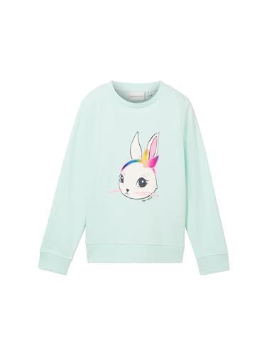 TOM TAILOR Mädchen Kinder Sweatshirt mit Hasen-Print, 34686 - Soft Sugar Green, 128/134 von TOM TAILOR