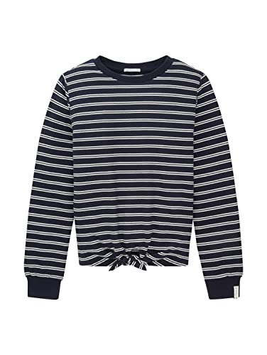 TOM TAILOR Mädchen Kinder Sweatshirt mit Streifen 1035157, Blau, 140 von TOM TAILOR