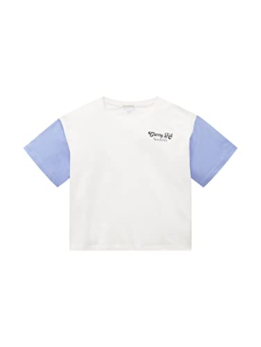 TOM TAILOR Mädchen Kinder T-Shirt mit Colorblock 1033114, Weiß, 128 von TOM TAILOR