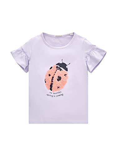 TOM TAILOR Mädchen Kinder T-Shirt mit Fügelärmeln & Print 1035199, Lila, 104-110 von TOM TAILOR