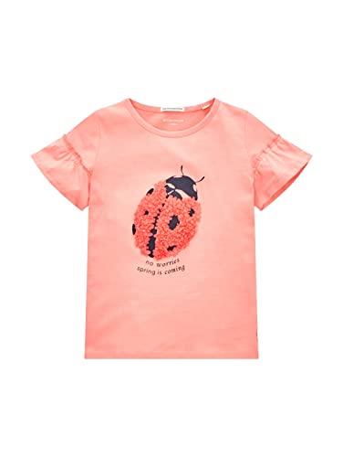 TOM TAILOR Mädchen Kinder T-Shirt mit Fügelärmeln & Print 1035199, Pink, 104-110 von TOM TAILOR