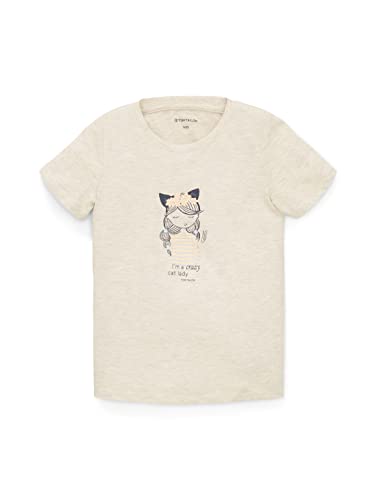 TOM TAILOR Mädchen Kinder T-Shirt mit Print 1035159, Beige, 104-110 von TOM TAILOR