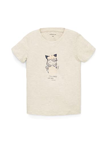 TOM TAILOR Mädchen Kinder T-Shirt mit Print 1035159, Beige, 116-122 von TOM TAILOR