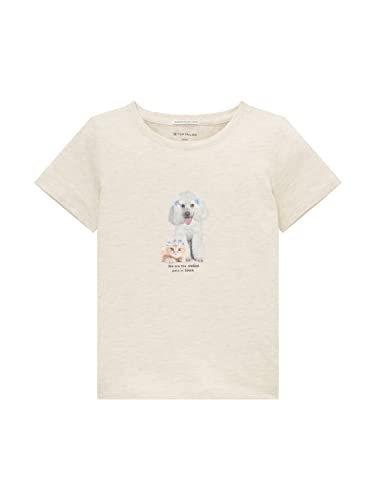 TOM TAILOR Mädchen Kinder T-Shirt mit Pudel-Print 1037128, Beige, 104-110 von TOM TAILOR