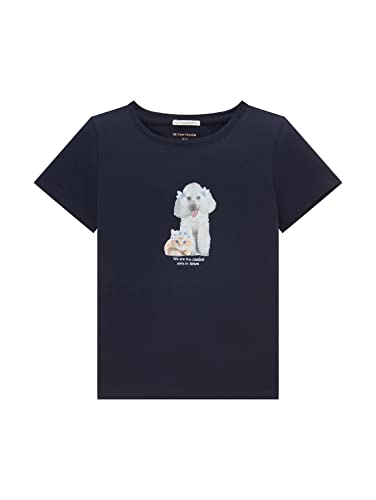 TOM TAILOR Mädchen Kinder T-Shirt mit Pudel-Print 1037128, Blau, 104-110 von TOM TAILOR