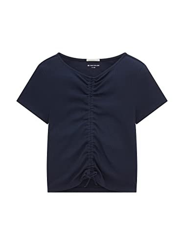 TOM TAILOR Mädchen Kinder T-Shirt mit Rippstruktur 1035699, Blau, 128 von TOM TAILOR