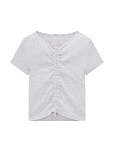 TOM TAILOR Mädchen Kinder T-Shirt mit Rippstruktur 1035699, Grau, 128 von TOM TAILOR