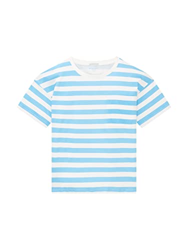 TOM TAILOR Mädchen Kinder T-Shirt mit Streifen & Brusttasche 1035119, Weiß, 176 von TOM TAILOR