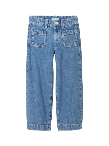 TOM TAILOR Mädchen Kinder Wide Leg Jeans mit Schlag, 10152 - Mid Stone Bright Blue Denim, 128 von TOM TAILOR