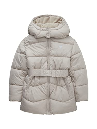 TOM TAILOR Mädchen Kinder Winterjacke mit Gürtel 1033338, Grau, 104-110 von TOM TAILOR