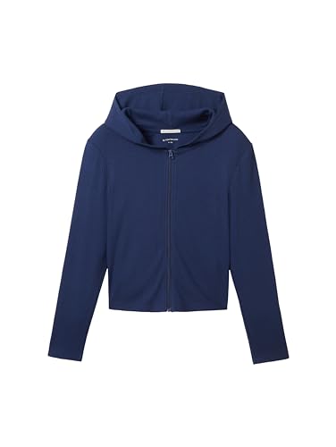 TOM TAILOR Mädchen Kinder T-Shirt Jacke mit Kapuze & Rippstruktur, 34590 - Dark Blueberry, 164 von TOM TAILOR