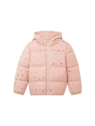 TOM TAILOR Mädchen 1038500 Puffer Winterjacke mit Kapuze, 32711-light Rose foil Print, 104-110 von TOM TAILOR