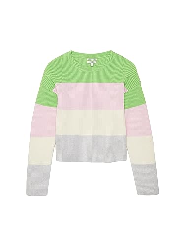 TOM TAILOR Mädchen 1037981 Pullover mit Streifen, 32555-green pink Multicolor Stripe, 140 von TOM TAILOR