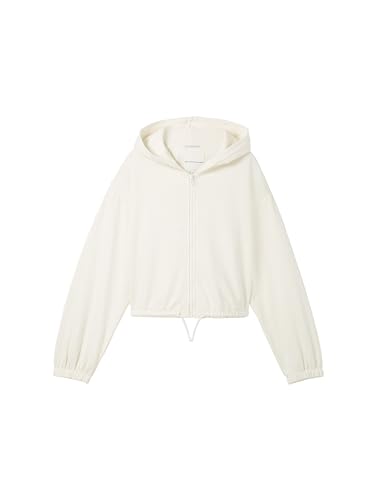 TOM TAILOR Mädchen Kinder Cropped Basic Sweatjacke, 10348 - Gardenia White, 164 von TOM TAILOR