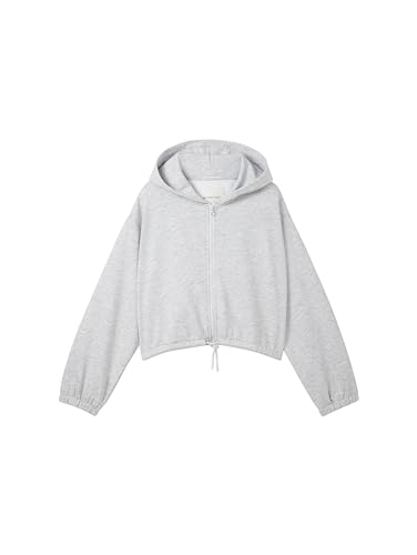 TOM TAILOR Mädchen Kinder Cropped Basic Sweatjacke, 15398 - Light Stone Grey Melange, 140 von TOM TAILOR