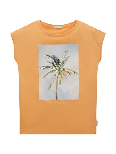 TOM TAILOR Mädchen T-Shirt mit Print 1031386, Orange, 152 von TOM TAILOR