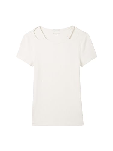TOM TAILOR Mädchen Kinder T-Shirt mit Rippstruktur & Cut-Out Detail, 12906 - Wool White, 152 von TOM TAILOR
