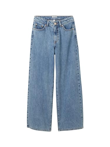 TOM TAILOR Mädchen Kinder Wide Leg Fit Jeans, 10152 - Mid Stone Bright Blue Denim, 128 von TOM TAILOR