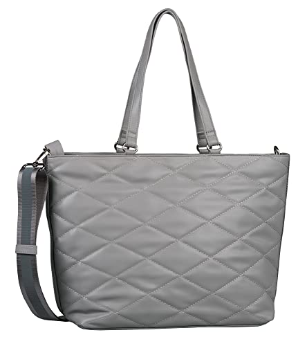 TOM TAILOR Mica Damen Shopper Umhängetasche Reißverschluss Groß Grau von TOM TAILOR